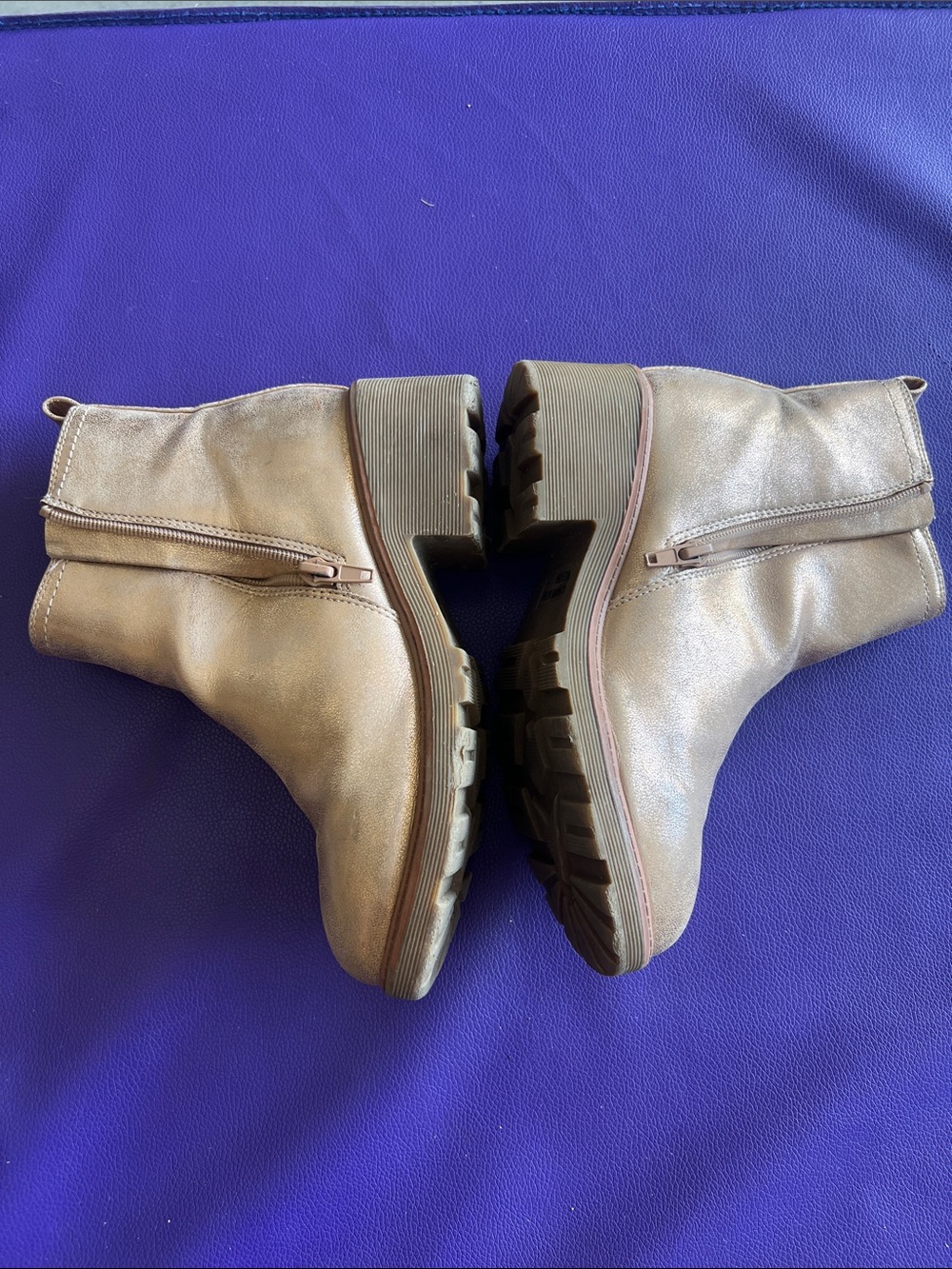 DV by Dolce Vita Metallic Taupe Side-Zip Ankle Booties